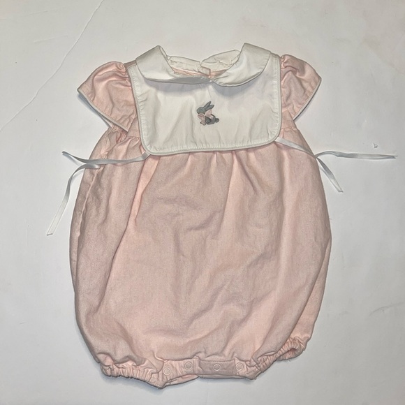 Janie and Jack Easter bunny bubble pink, white, gray 6-12 months - Picture 2 of 7